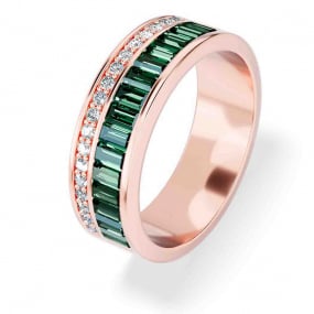 Bague Saphir Vert et Diamants en Or Rose diamant  -RF168FMGPNQ14
