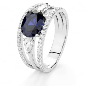 Bague Saphirs et Diamants en Or Blanc diamant Miriama -RD924
