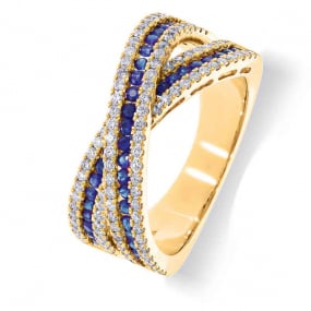 Bague Saphirs et Diamants en Or Jaune diamant Kana -066223SA
