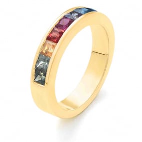 Bague Saphirs Rainbow en Or Jaune  Lorie -RF332
