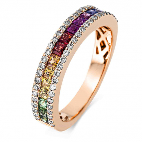 Bague Saphirs Rainbow en Or Rose diamant Aurore -1DA69R854-1
