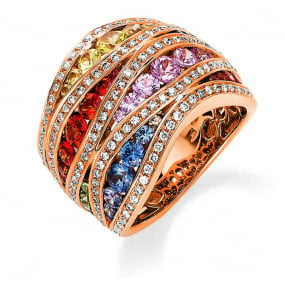 Bague Saphirs Rainbow en Or Rose diamant Tallulah -1I317RW856-1
