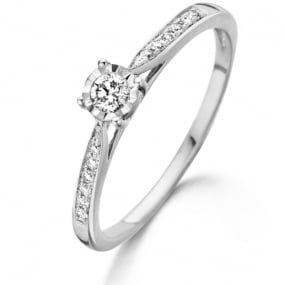 Bague solitaire accompagne Or blanc 0.08 ct  - 056058A