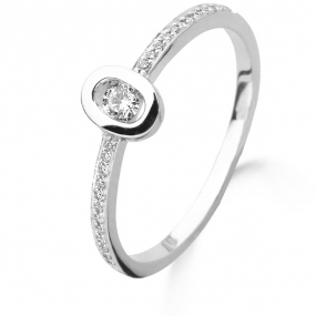 Bague solitaire accompagne Or blanc 0.12 ct  - 059879A