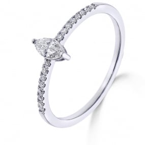 Bague solitaire accompagne Or blanc 0.14 ct  - 063796A