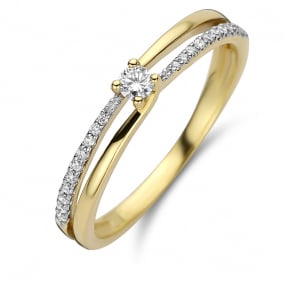 Bague solitaire accompagne Or jaune et blanc 0.05 ct  - 060183A