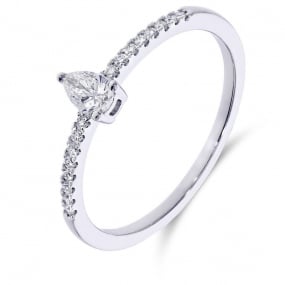 Bague Bague Diamant poire accompagne Or blanc 0.16 ct Cynthia - 063798A