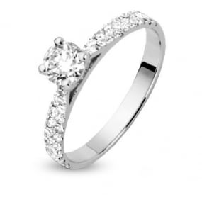 Bague solitaire diamants pav de diamants  0.62 ct Isabelle 0.30 ct - 4S236-0.30