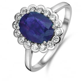 Bague Tanzanite - en Or Blanc diamant Aurianna -060084TA
