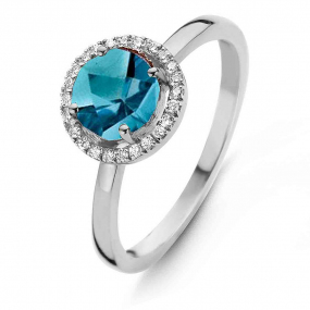 Bague Topaze London Blue et diamants One More - Etna 0.1 ct  - Etna 050594TA 
