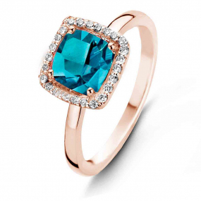 Bague Topaze London Blue et Diamants One More - Etna 0.1 ct  - Etna 050611TA 
