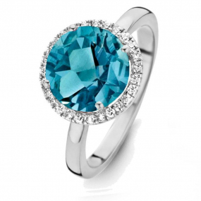 Bague Topaze London Blue et diamants One More - Etna 0.16 ct  - Etna 053652TA 
