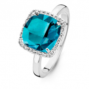 Bague Topaze London Blue et Diamants One More - Etna 0.22 ct  - Etna 053926AT 
