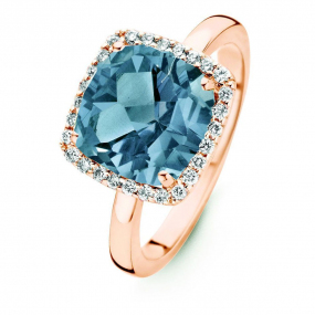 Bague Topaze London Blue et Diamants One More - Etna 0.22 ct  - Etna 053983AT 
