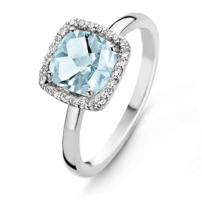 Bague Topaze Sky Blue et Diamants One More - Etna 0.1 ct  - Etna 050452TT 
