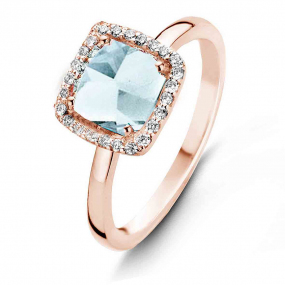 Bague Topaze Sky Blue et Diamants One More - Etna 0.1 ct  - Etna 050611TT 
