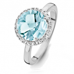 Bague Topaze Sky Blue et diamants One More - Etna 0.16 ct  - Etna 053652TT 
