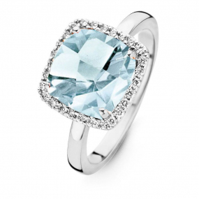 Bague Topaze Sky Blue et Diamants One More - Etna 0.22 ct  - Etna 053926TA 
