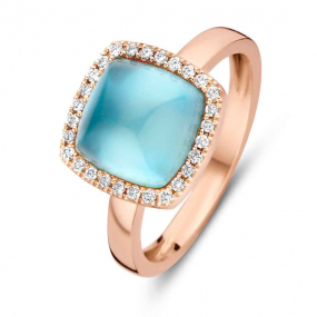 Bague topaze Sky Blue sur nacre et diamants One More - Pantelleria 0.14 ct  - Pantelleria 062250TN 
