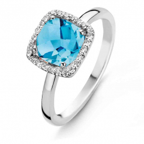 Bague Topaze Swiss Blue et Diamants One More - Etna 0.1 ct  - Etna 050452AT 
