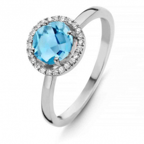 Bague Topaze Swiss Blue et diamants One More - Etna 0.1 ct  - Etna 050594AT 
