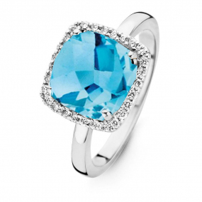 Bague Topaze Swiss Blue et Diamants One More - Etna 0.22 ct  - Etna 053926TT 
