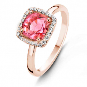 Bague Tourmaline Rose et Diamants One More - Etna 0.1 ct  - Etna 050611RA 
