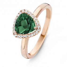 Bague Tourmaline Verte et Diamants One More - Etna 0.11 ct  - Etna 055061QA 
