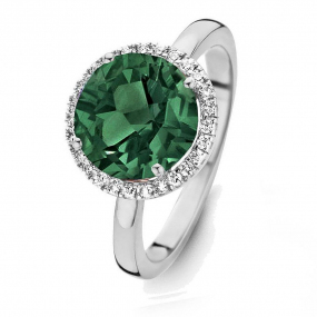 Bague Tourmaline Verte et diamants One More - Etna 0.16 ct  - Etna 053652QA 
