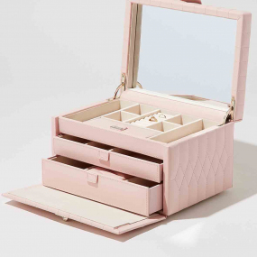 boites a bijou - Wolf 1834 - Caroline Medium Jewelry Case - Rose Quartz - 329715