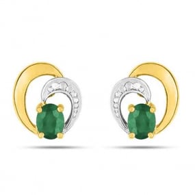 Boucles d'oreille meraude  Or Jaune Clo-GI220BE
