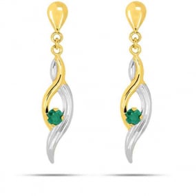 Boucles d'oreille meraude  Or jaune et or blanc Nala-8365E
