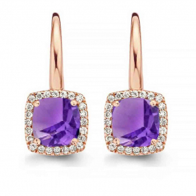 Boucles d'oreilles Amthyste et diamants - One More - Etna 050643BA
