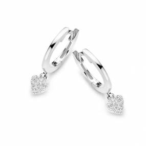 Boucles d'oreilles Argent coeurs serties de Zirconium - Naiomy - Maiya