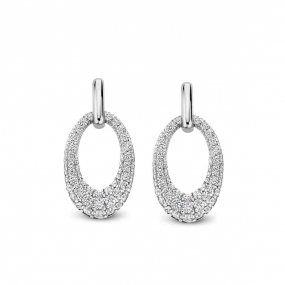 Boucles d'oreilles argent ovale ouvert + CZ Naiomy - Laura