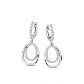 Boucles d'oreilles argent ovale ouvert et Oxydes - Naiomy - Nina