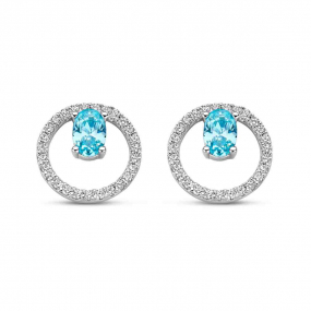 Boucles d'oreilles argent -  Oxydes et pierre bleue - Naiomy - Mitsuko