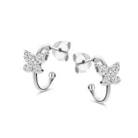 Boucles d'oreilles Argent papillon serties de Zirconium -  Naiomy - Envoutante