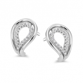 Boucles d'oreilles argent pavage zirconium - Naiomy - Anave