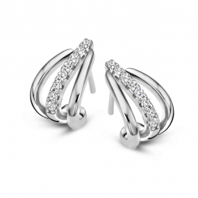 Boucles d'oreilles argent pavage zirconium - Naiomy - Rosemary