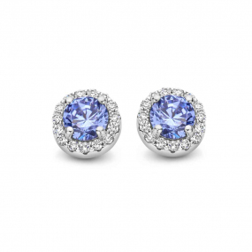 Boucles d'oreilles Argent pierre bleu et zirconium - Naiomy - Femme - Raiura - N3Y65