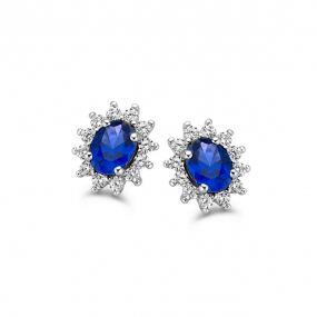 Boucles d'oreilles Argent pierre bleue sertie de Zirconium - Naiomy - Muse