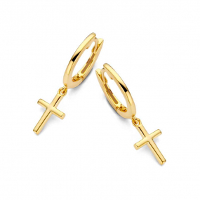 Boucles d'oreilles Argent plaqu or croix - Naiomy - lisabelle