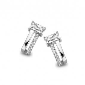 Boucles d'oreilles Argent serties de Zirconium - Naiomy - Mahea