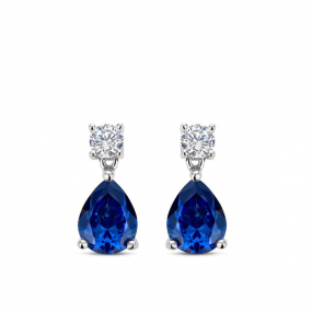 boucles d'oreilles argent tanzanite synthtique et oxydes - Naiomy - Miyu