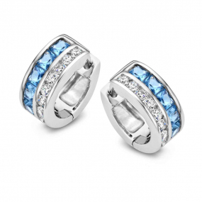 Boucles d'oreilles argent zirconium bleu et blanc - Naiomy - Femme - Srnit - N3V53