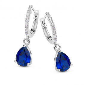 Boucles d'oreilles argent zirconium bleu et blanc - Naiomy - Femme - Tara - N3U62