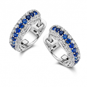 Boucles d'oreilles argent zirconium bleu et blanc - Naiomy - Femme - Tropica - N3U65