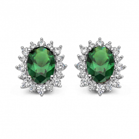 Boucles d'oreilles argent zirconium vert et blanc - Naiomy - Femme - Hermione - N3U56