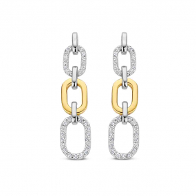 Boucles d'oreilles bicolores serties d'Oxydes - Naiomy - Halia